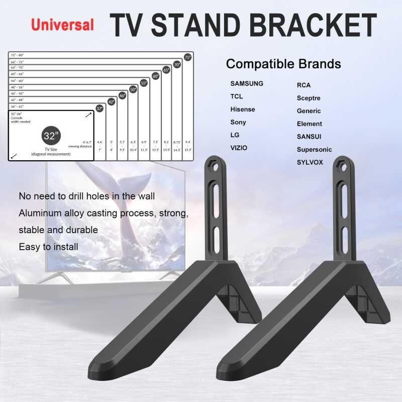 Stand Base Desop Top Tv Leg Led Screen Universal Height Riser Legs ...