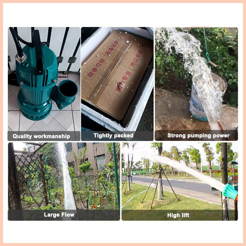 ☂ ﹊ Sewage Submersible Pump 220V 1000W 2HP High Lift Water Pump Cutting