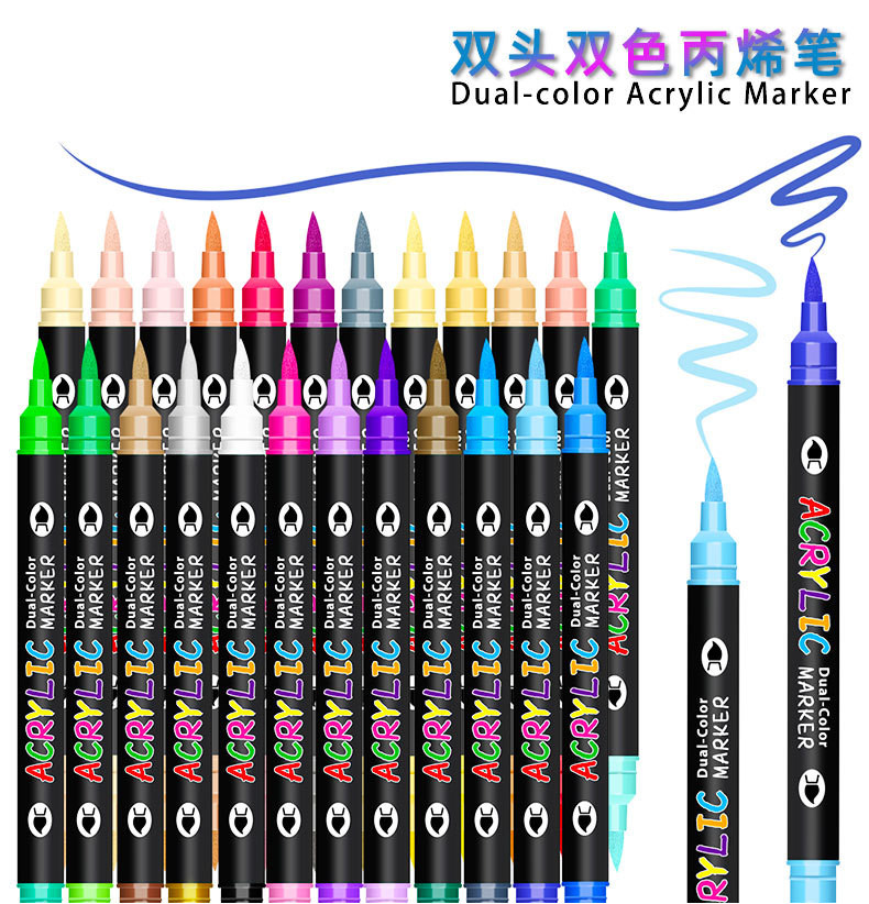 Dual-Color Valve type acrylic marker pen/high capacity/double-tip ...