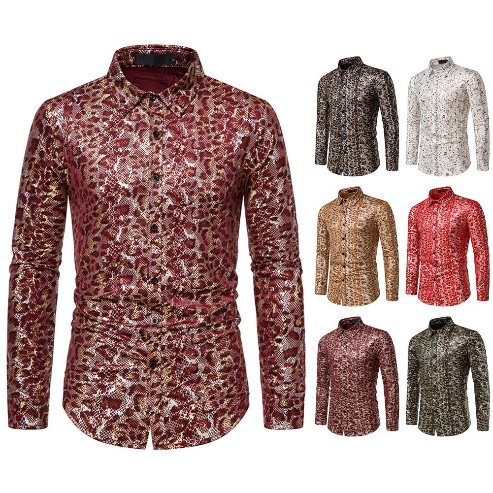 Men's Sequined Stage Blazer Dress Shirt - Long Sleeve Lapel Shirt For Disco, Party, Prom, Or Wedding