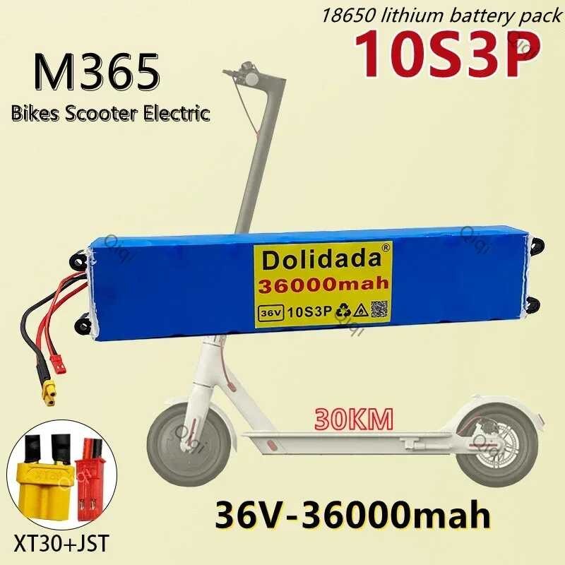 Batterie Lithium 36V 30000mAh Pour Vélo électrique - Pack 10S3P, Avec Chargeur, 500W Max