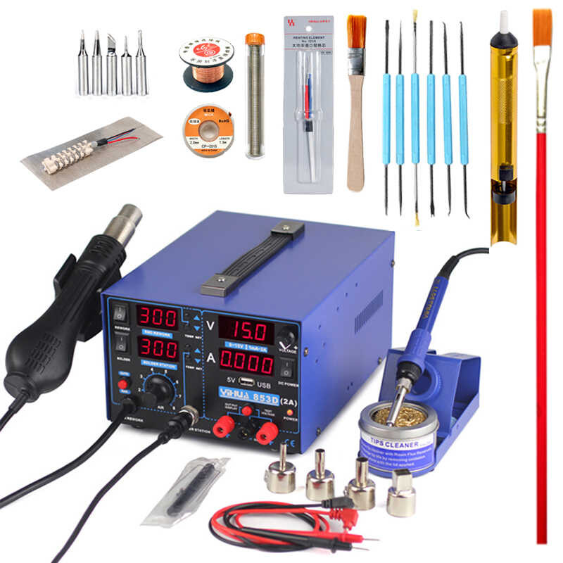 YIHUA F80 853D Rework Station 4 In 1 Hot Air Gun Soldering Iron USB