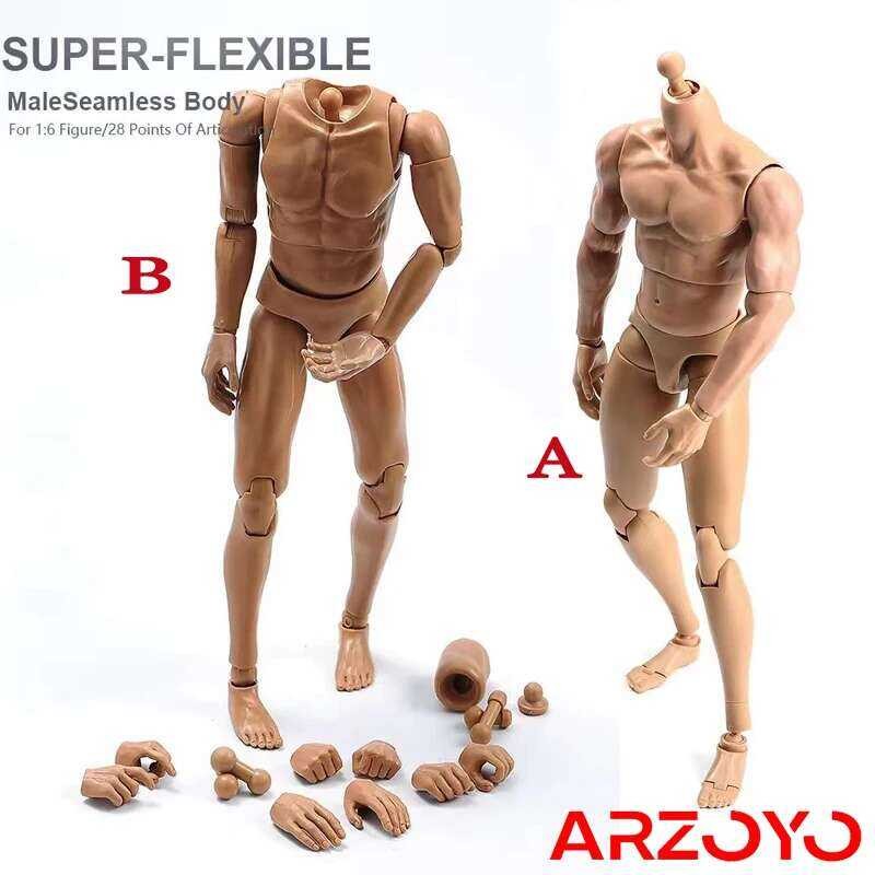 1:6 Scale Flexible Seamless Jointed-Figure Muscular Male Body Action ...