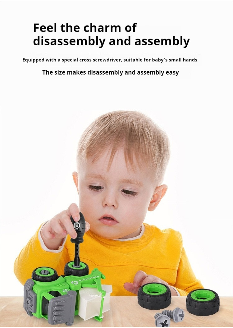 Children's DIY Detachable Assembly Construction Vehicle Toys Sanitation ...