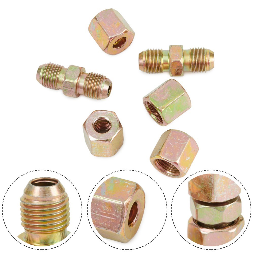ULTRA Brake Pipe Connectors 10mm x 1mm 2 Way Inline Male + Female Nuts