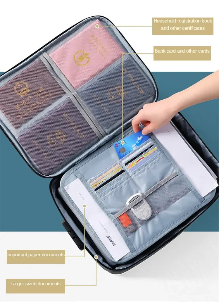 Portable Large-capacity Documents storage bag 3 Layer with Lock ...