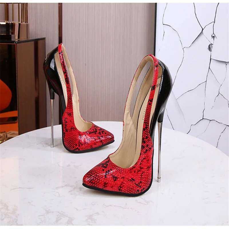 SNAKE PATTERN STILETTO HIGH HEELS