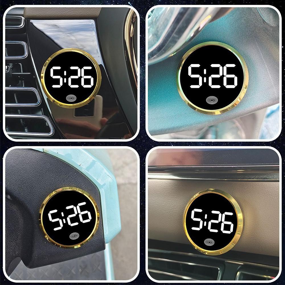 LED Car Clock Luminous Automobiles Internal Stick-On Mini Digital ...