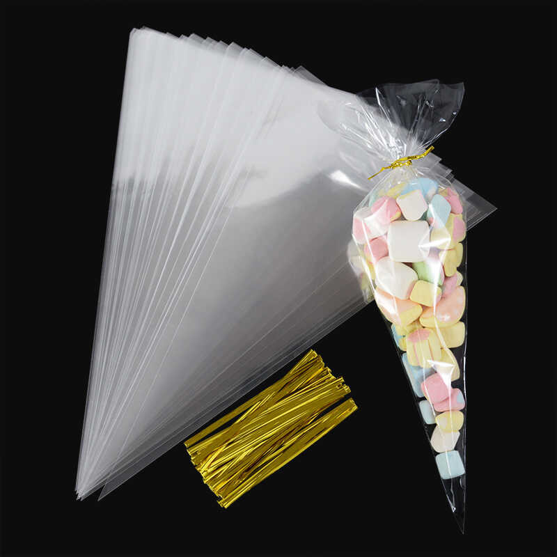 50Pcs 3 Plastic Transparent Candy S Triangle Snack Popcorn Cookie Pack ...