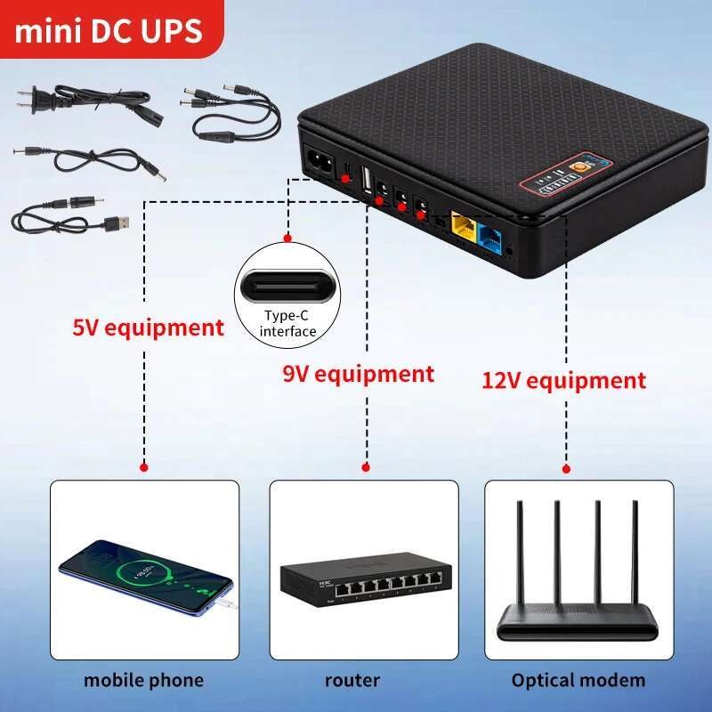 UPS DC Uninterruptible ply Battery Backup 16000mah 5v 9v 12v Output ...