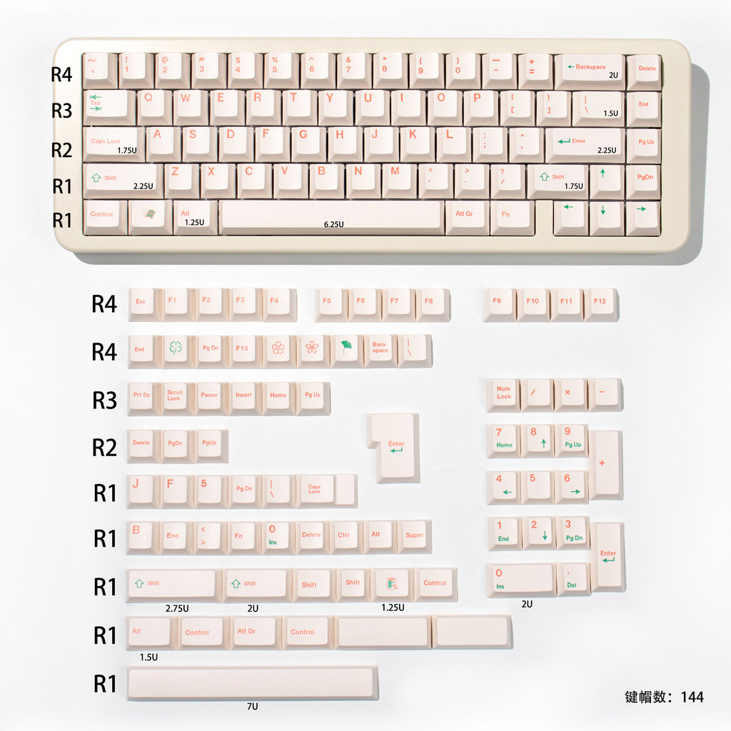 Minimalism Milky White Keycaps Letter/ Korean root PBT Cherry profile ...