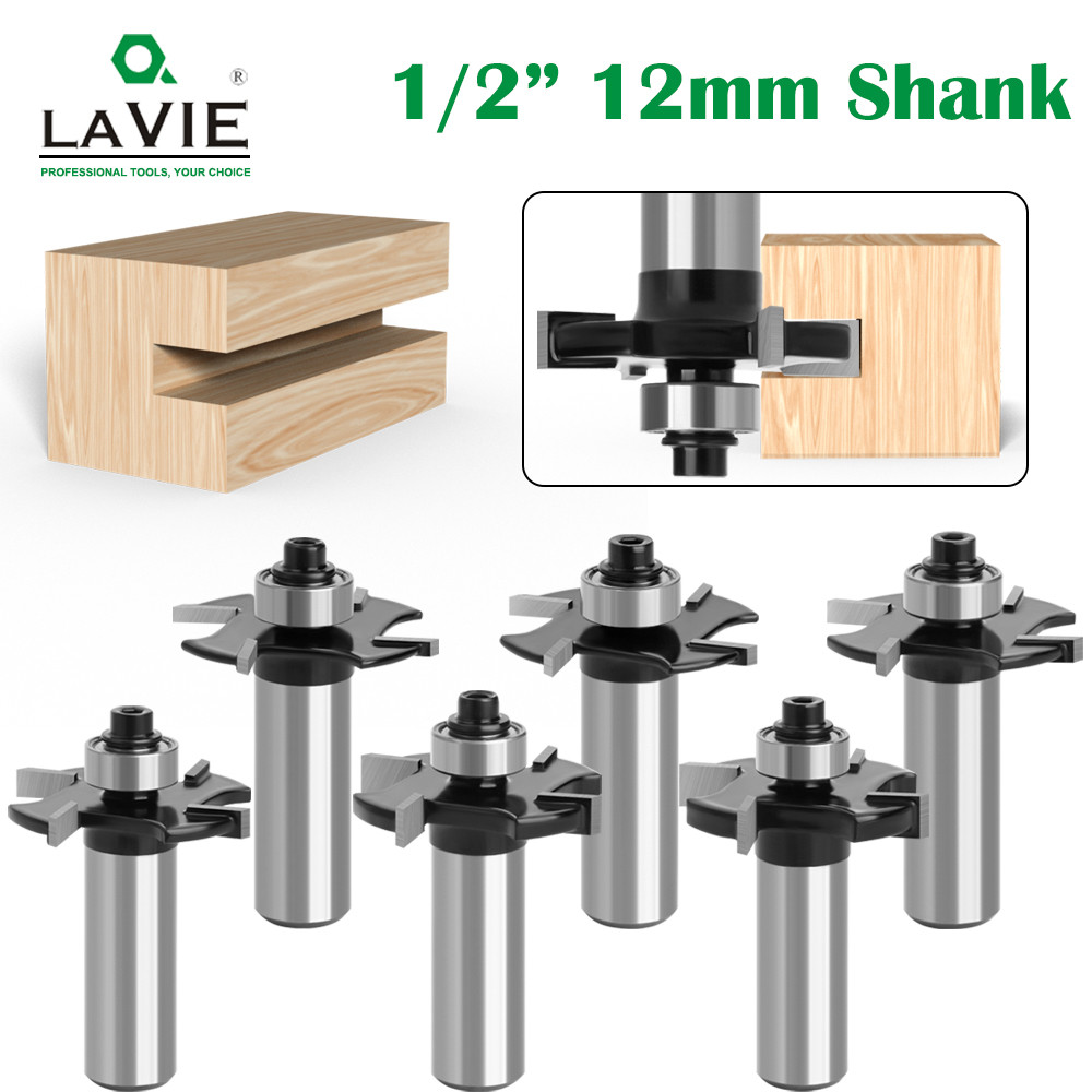 LAVIE 1/2 12mm 12.7mm Shank Four Blades T-Sloting Slot Cutter Jointing ...