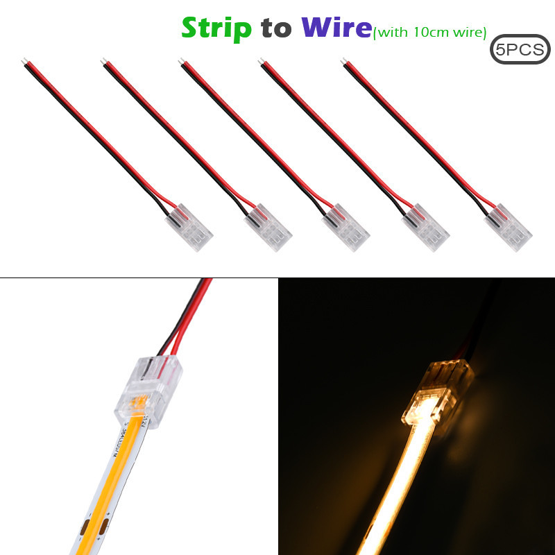 5pcs 2pin COB LED Strip Connector Extension Wire Terminal LED ...