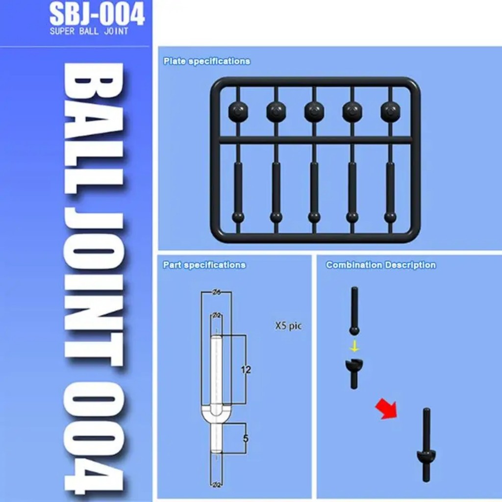 thumbnail image 2 of Resin Ball Joint & Mobility Parts Set For MG 1/100 / RG HG 1/144 Gundam Models 2 of 5
