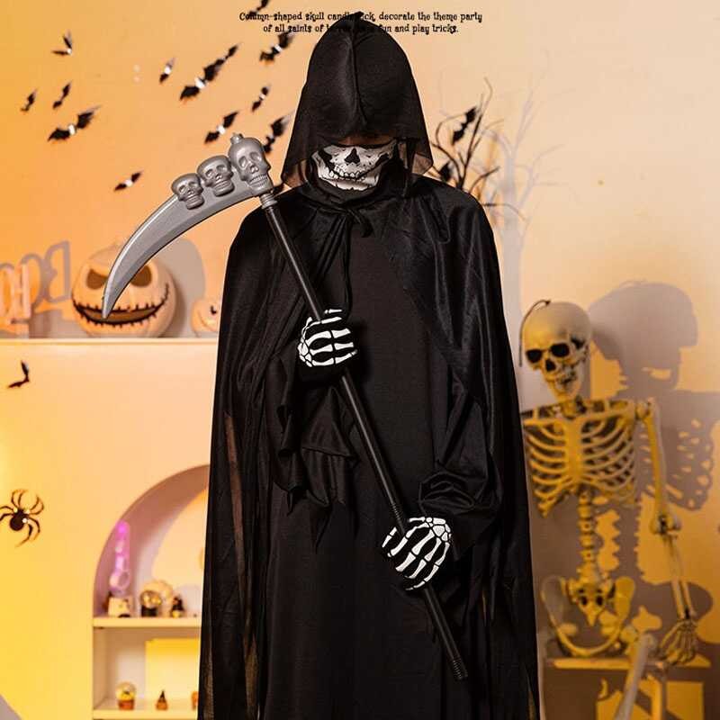 Christmas Grim Reaper Black Cloak Cosplay Costume Terror Death Hook ...