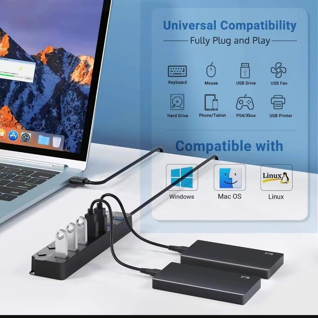 Usb 3.0 4 Ports 7 Ports Usb Hub 3.0 High Speed 5gbps Usb Splitter ...