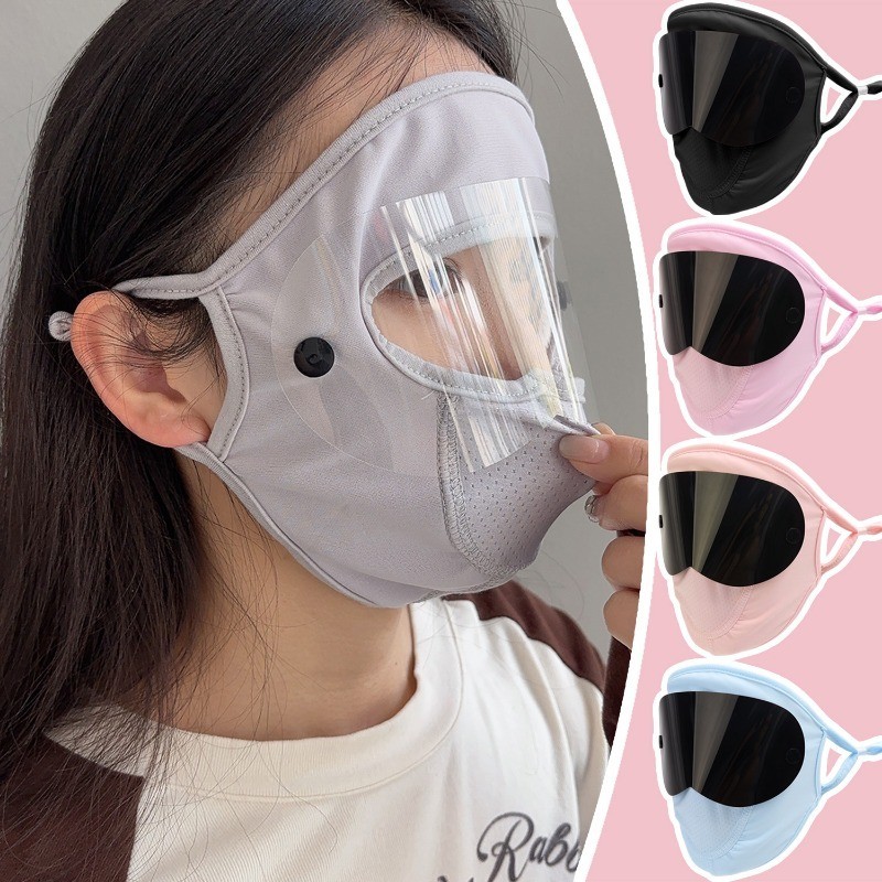 Summer Ice Silk Full Face Masks - for Outdoor Driving, Cycling - 2 in 1 ...