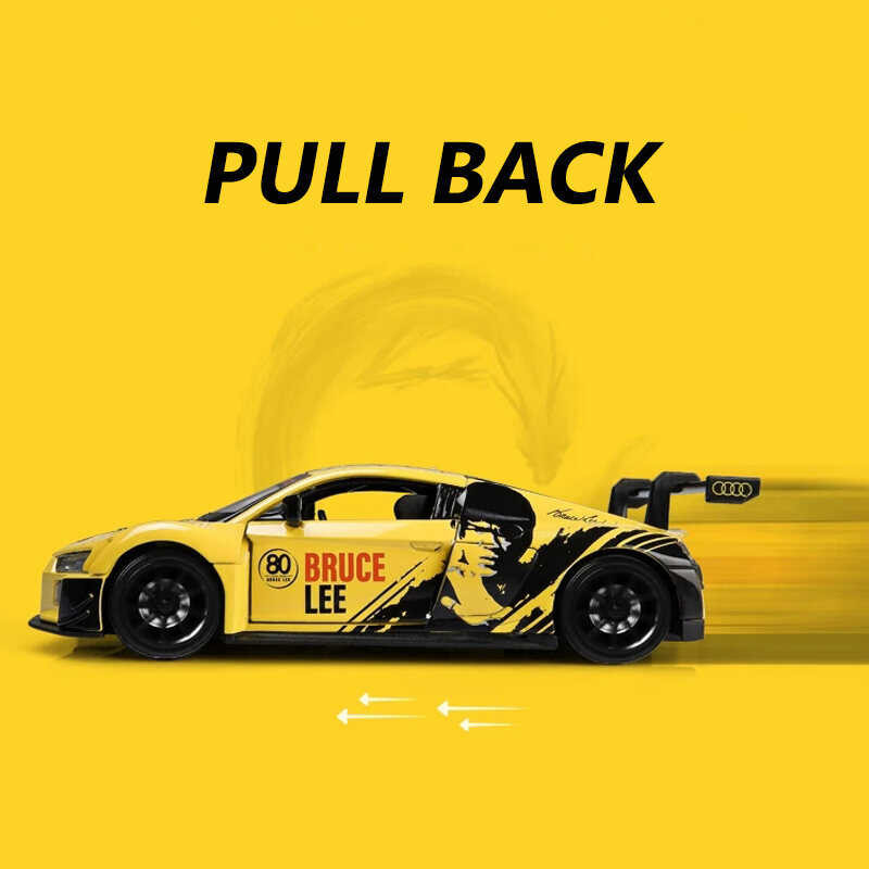 Scale ★ 【Rum】1:32 Audi R8 LMS Bruce Lee Alloy Car Model Light & Sound ...