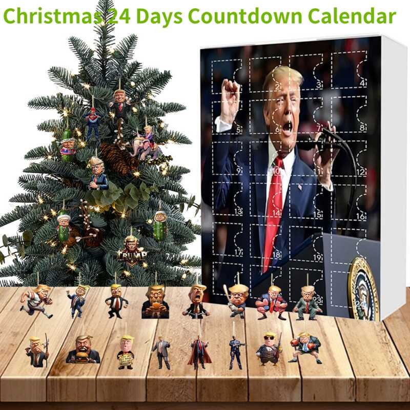 2024 Trump Bd 3 Advent 24 Days Christmas Countdown Calendar Ornaments