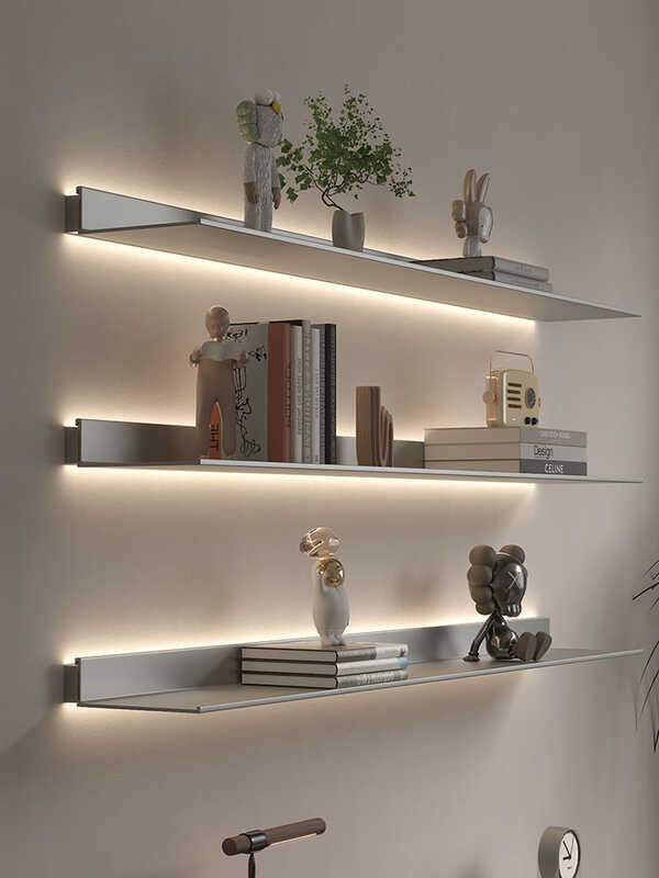 Luminous LED aluminum alloy layer board storage wall mounted L-shaped ...