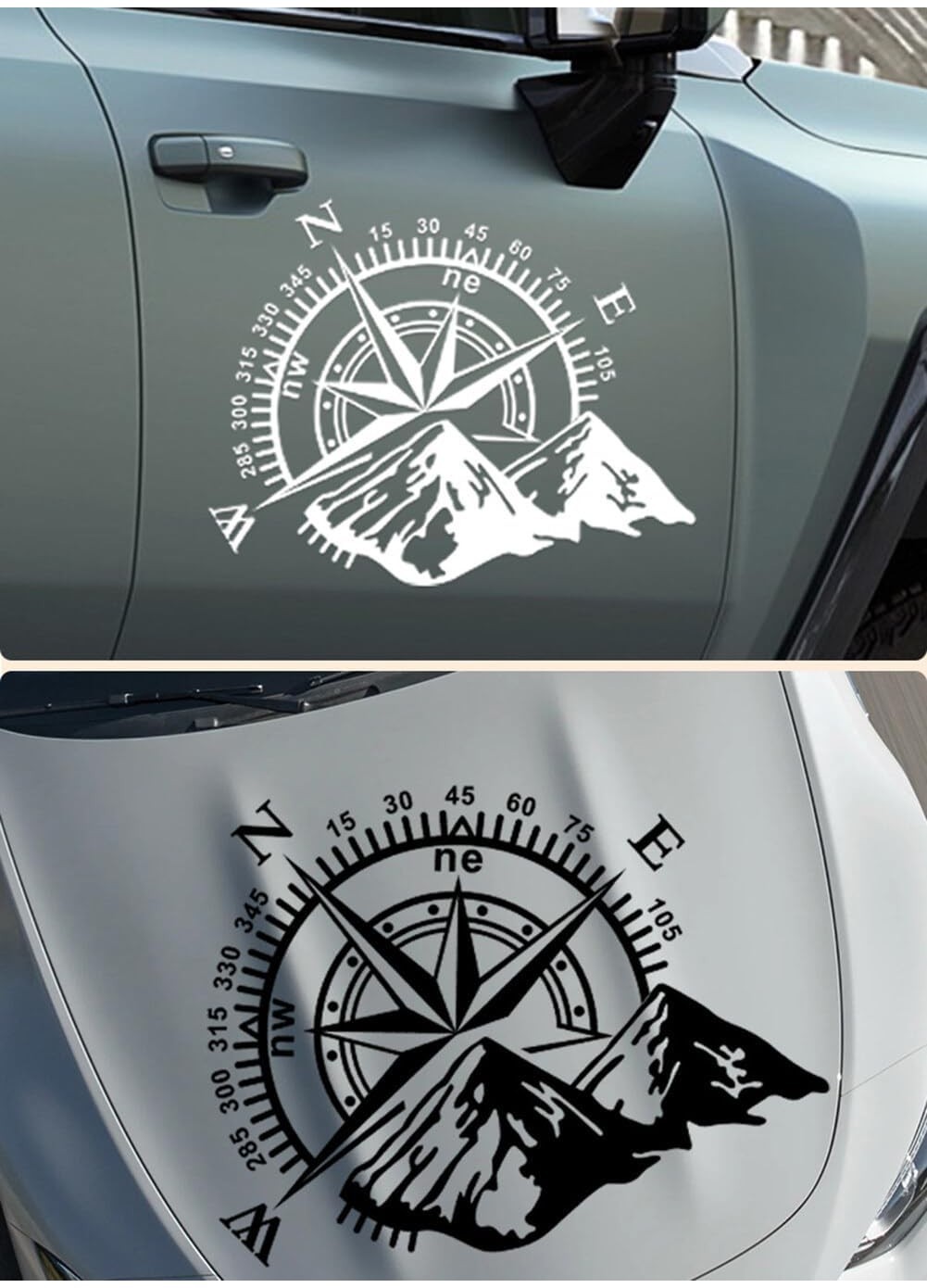 Mountain Compass Stickers Decal for Car Hood Auto Compass Graphics