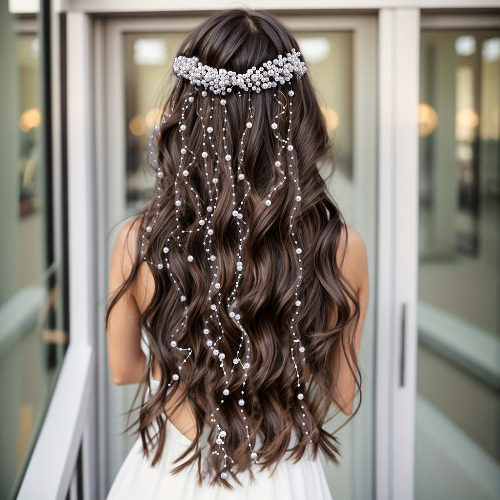 Dangling Tassel Bridal Pearl Hair Clips & Earrings
