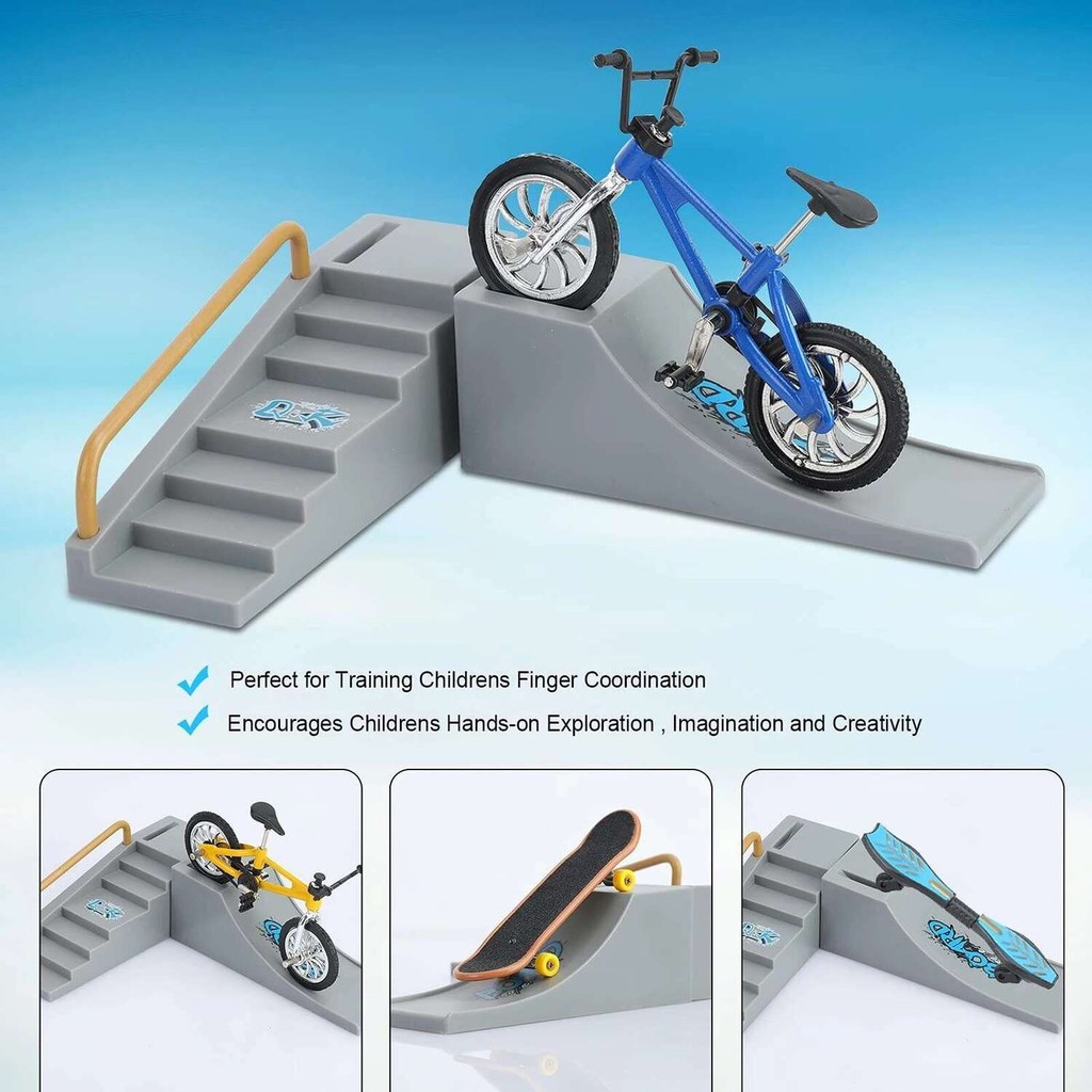 Skate Pagsasanay Park Kit Fingerboard Ramp Set na may Bike Finger ...