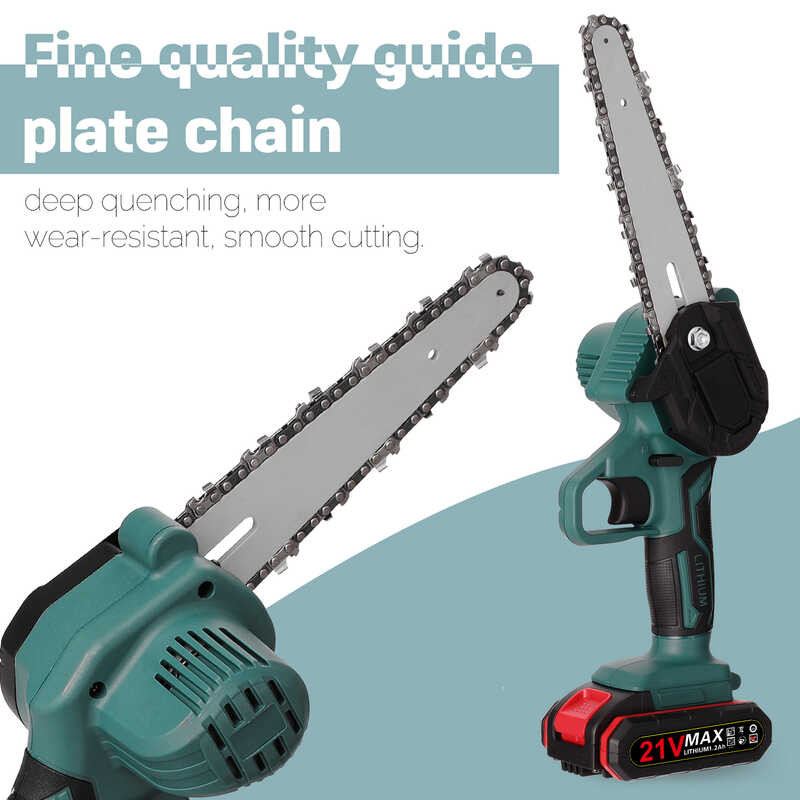 KKMOON 21V Chainsaw 4 6 8 Inch Chain Cordless Handheld Pruning Portable ...