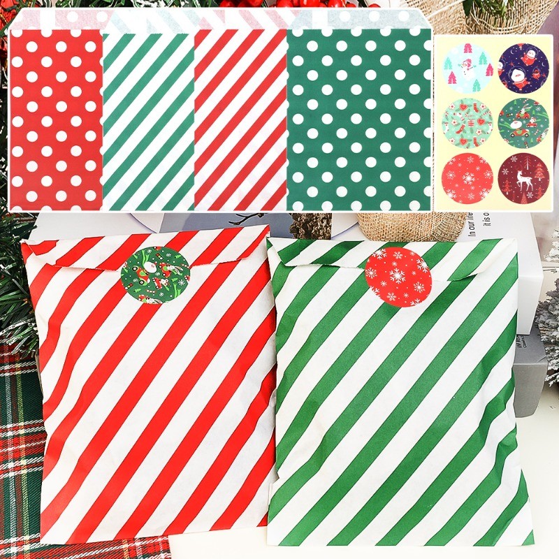 24 Pcs Christmas Candy Packing Bag - Twill Paper Bag - Festival Party ...