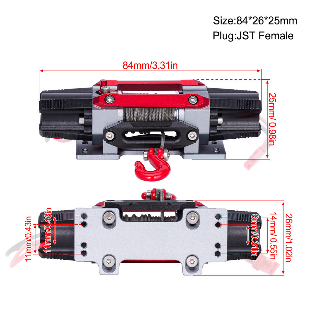 CNC Dual Motor Metal Simulated Winch for 1/8 1/10 RC Crawler Car TRX4 ...