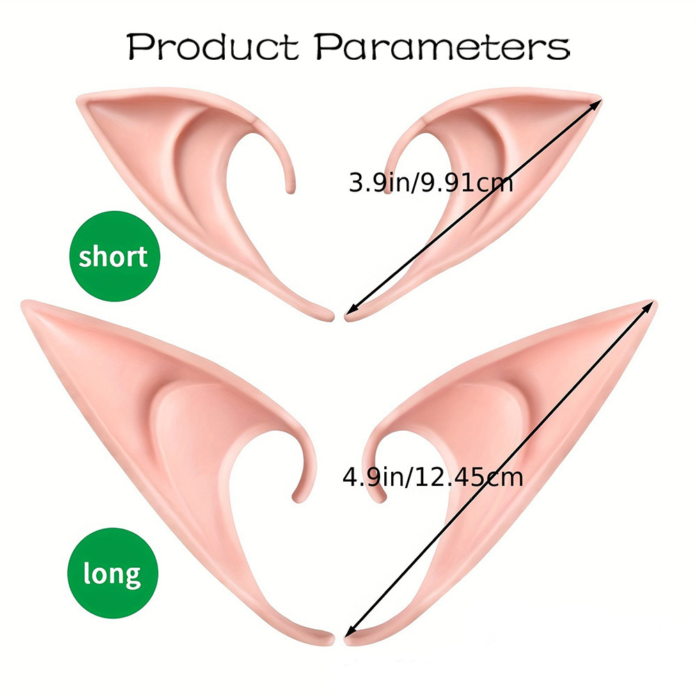 2 Colors Cosplay Elf Ears Fairy Ear Anime Cos Accessories Dark Elf ...
