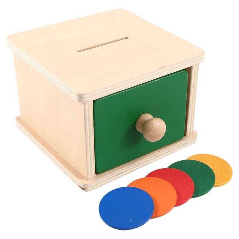 Montessori Kids Wooden Coin Box Drawer Game Color Coin Box Drawer Game ...