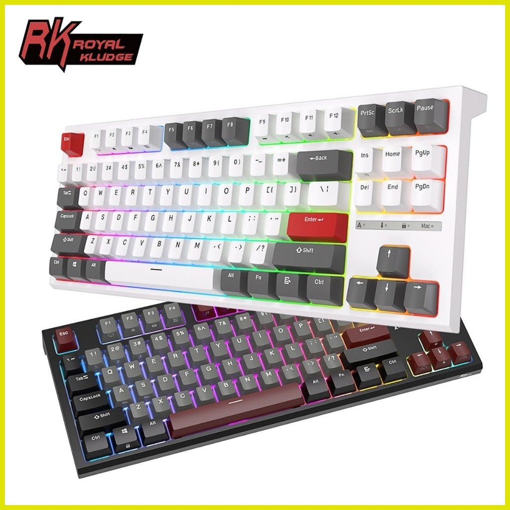 ♒ Royal Kludge RK R87 87 Key Wired Professional Game Hotswap Mechanical ...