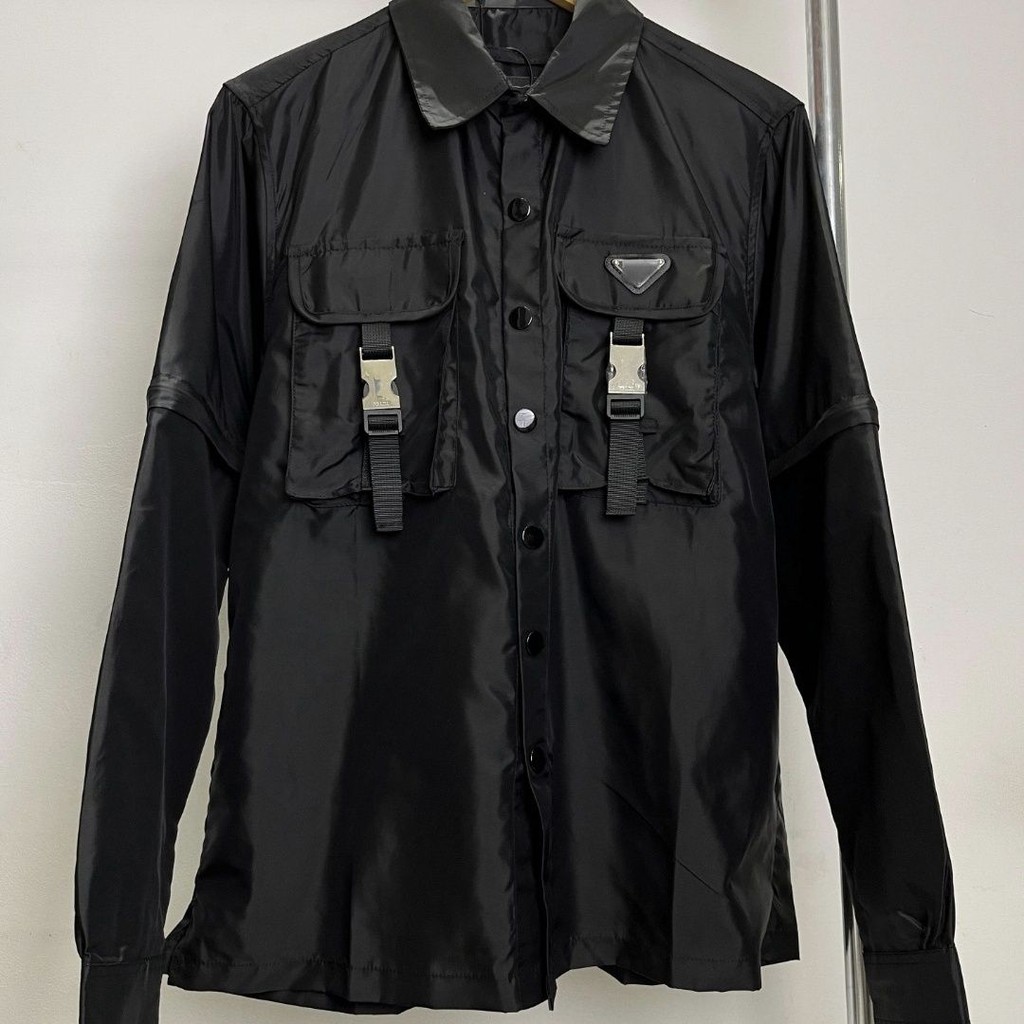 PRADA High Version Men's Black Long-sleeved Shirt Niche Fashion ...
