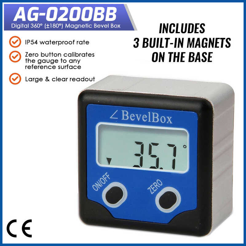 Digital 3 360° (±180°) Bevel Box / Incometer with Magnets Protractor ...