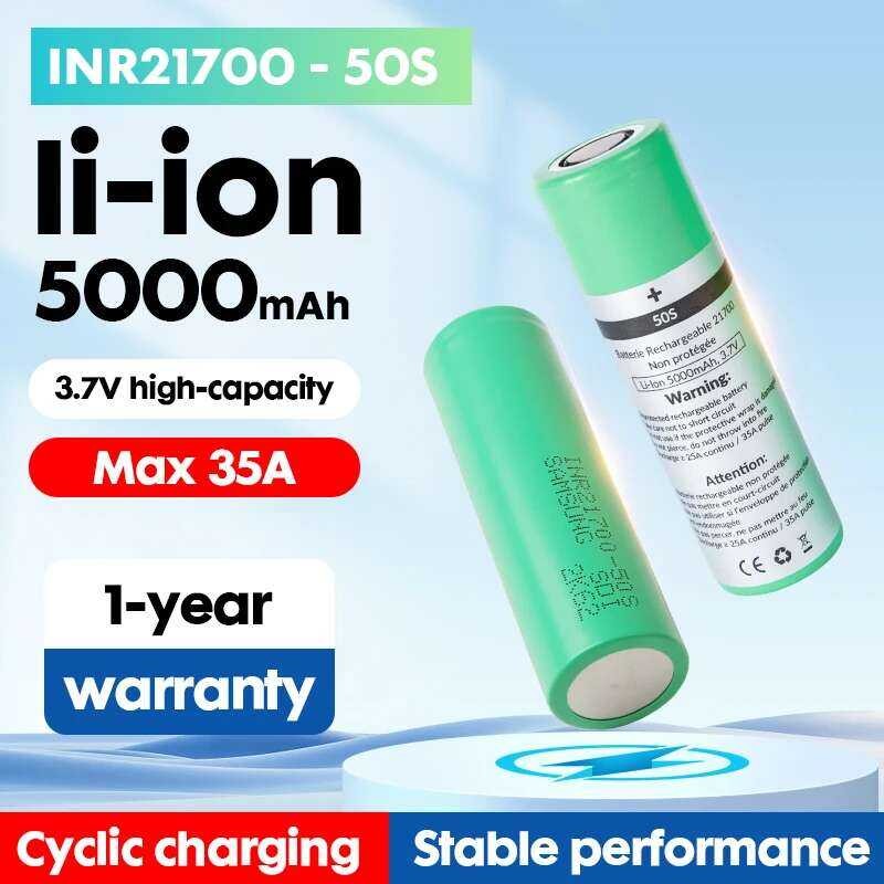 50S INR21700 Rechargeable Lithium 5000mAh 3.7V Power Battery High ...