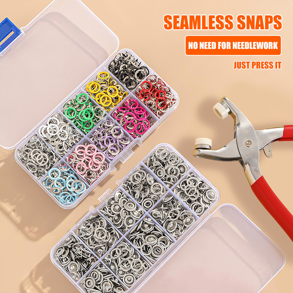 100Pcs Snap Button Plier Set Metal Automatic Button Snap Kit With ...