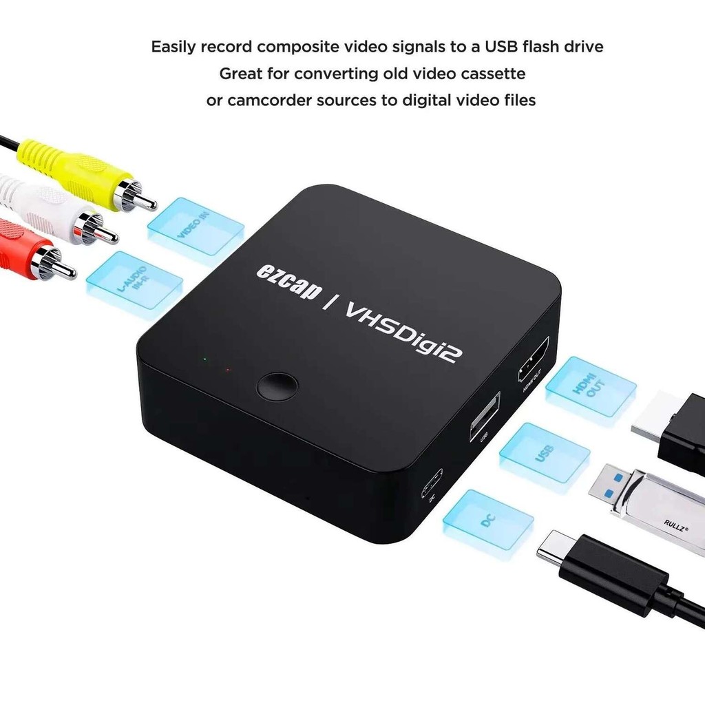 3RCA AV Recorder VHS Digitizer Old Video Cassette Camcorder Video ...