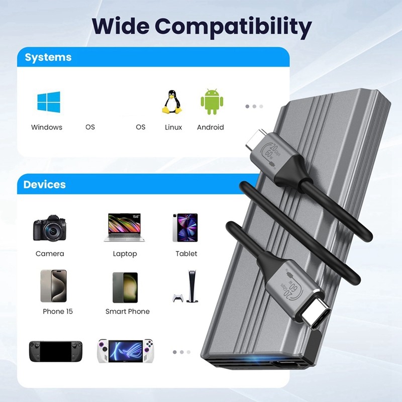 20GB Tool-Free Solid-State USB3.2 Hard Disk Box Dual-Protocol NVME/NGFF ...