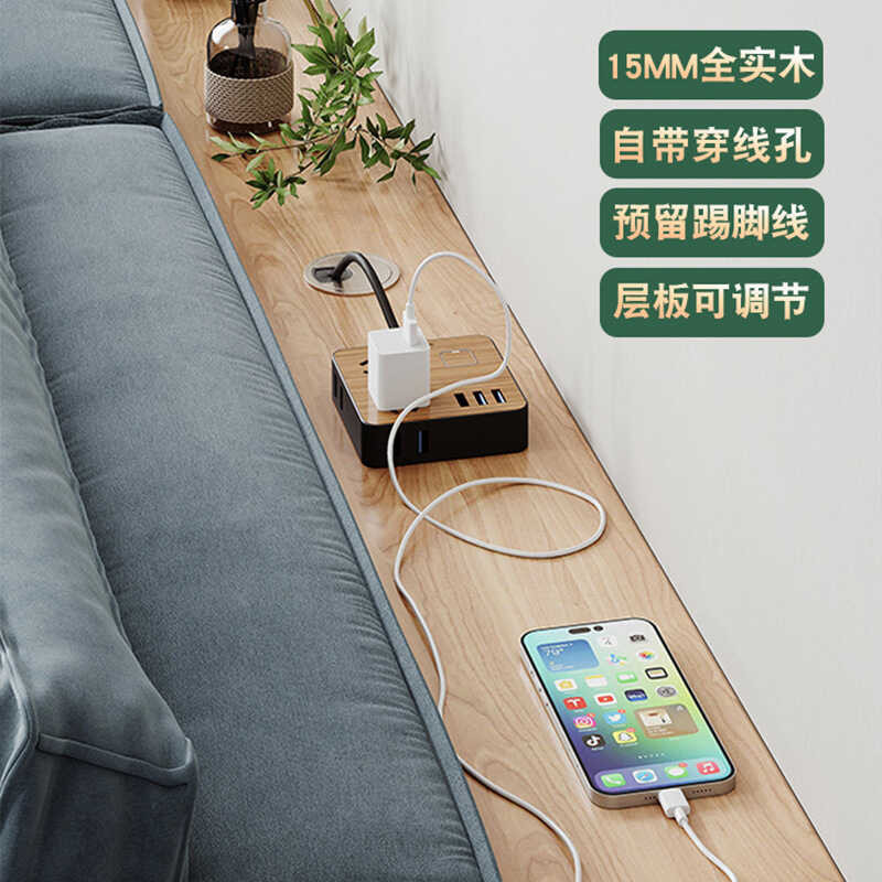 All Solid Wood Sofa With A Rear Shelf Against The Wall, Living Room ...