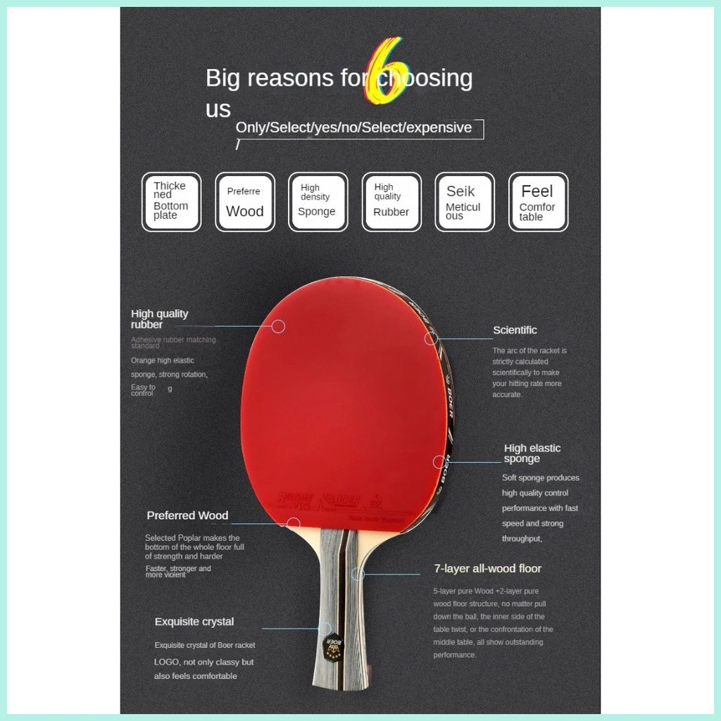 Original Boer ITTF Professional Star Ping Pong Racket Carbon Table ...