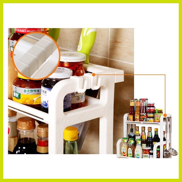 ↖ ┛ Susan1188 Double Layer Space Saving Kitchen Spice Rack Shelve ...