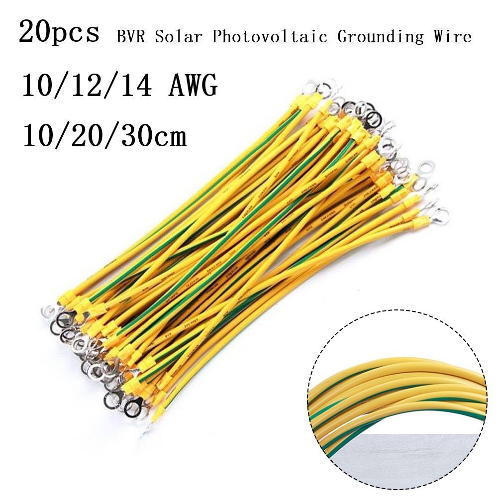 Joylife20PCS BVR Solar PV Ground Wire with Terminals 10/12/14 AWG