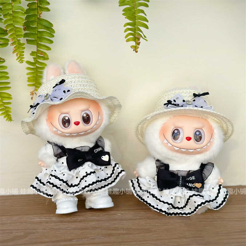 17cm Labubu premium black and white ladies' dress, first, second, and ...
