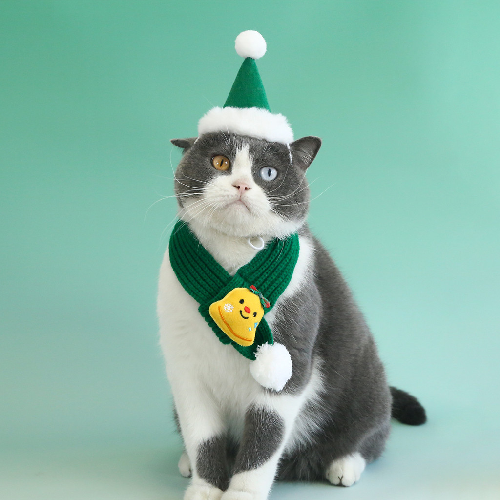 2024 Christmas Scarf Pet Cat Dog Knitted Snowflake Plaid Rabbit Wool ...