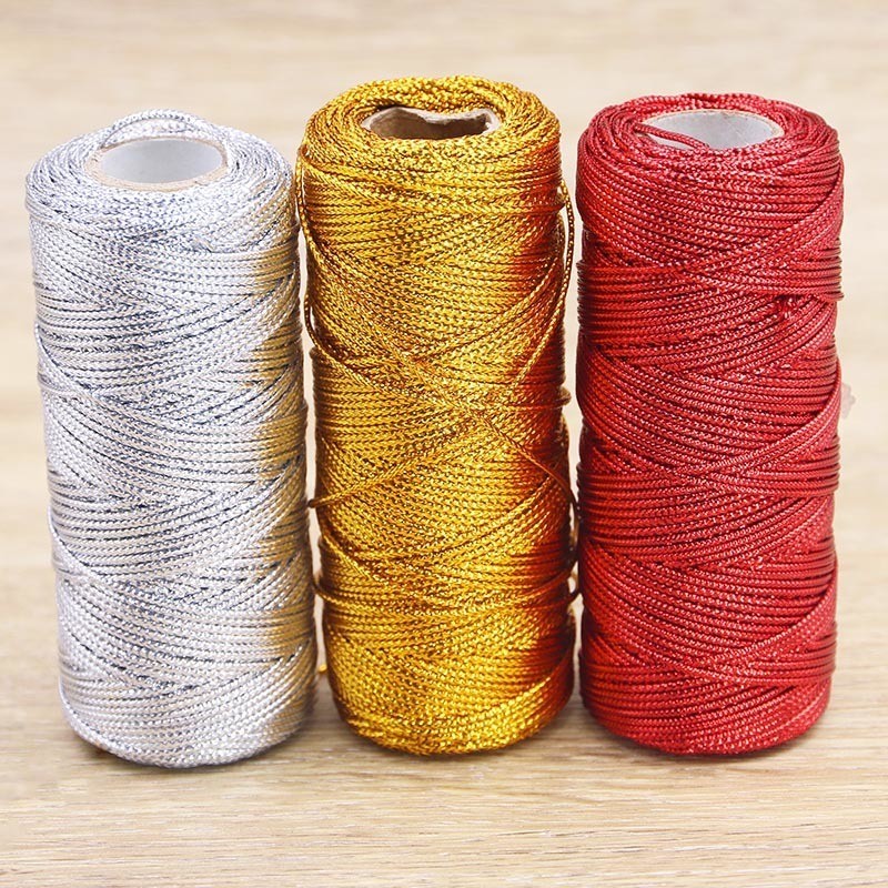 ((100m/Roll) 1mm Wide 16 Strands Braided Hollow Gold Thread Gift Box ...