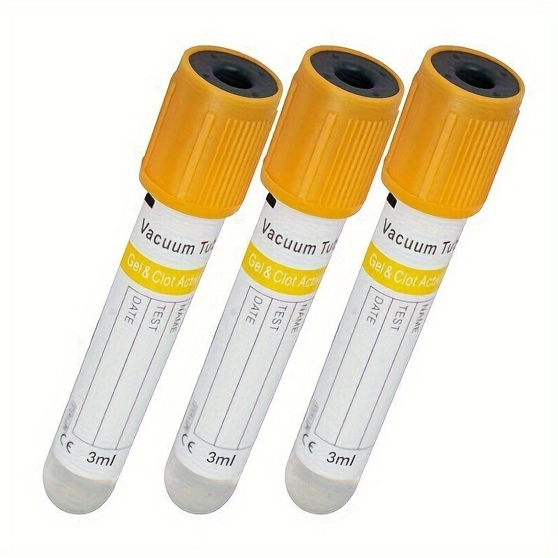 100 Pieces PET 3ML/5ML Laboratory Centrifuge Tube Yellow Hat Vacuum ...