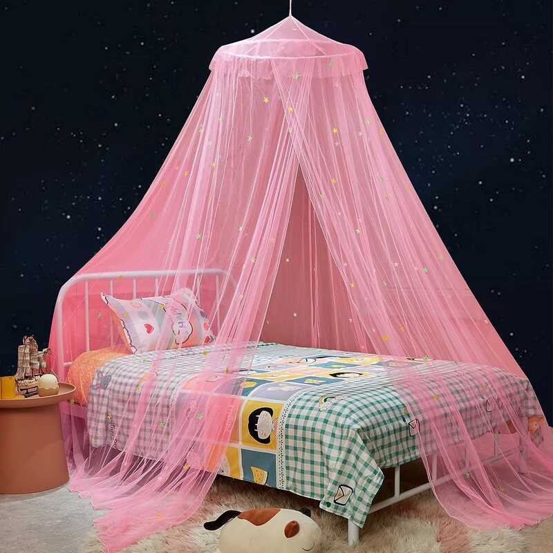 Mengersi Bed with Glow in The Dark Stars,Bed Canopy Curtains Kids Baby