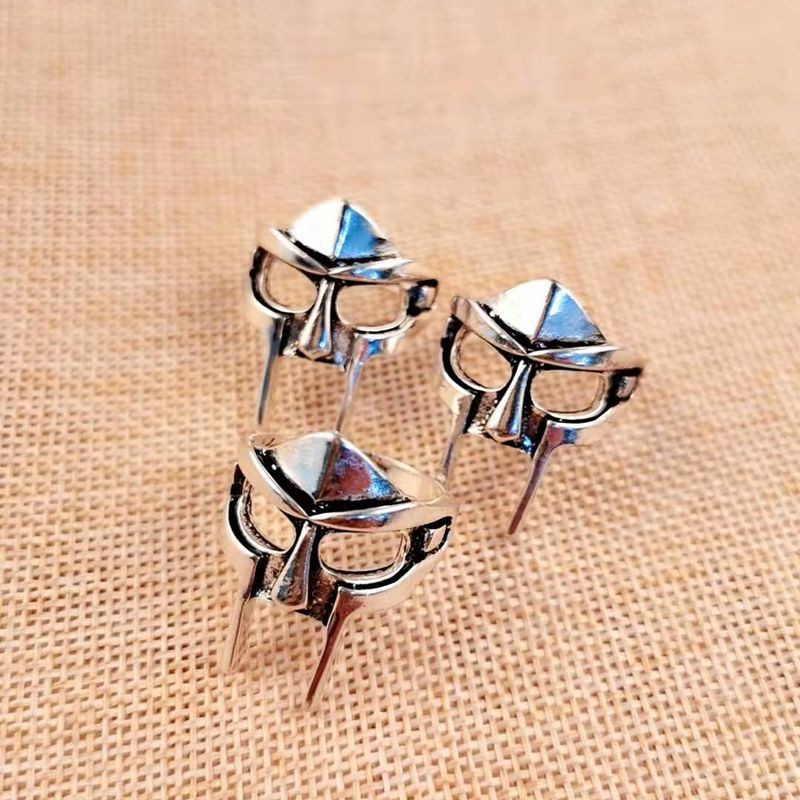 Gothic Punk Long Horn Devil Mask Opening Ring for Men Trendy Half Face ...