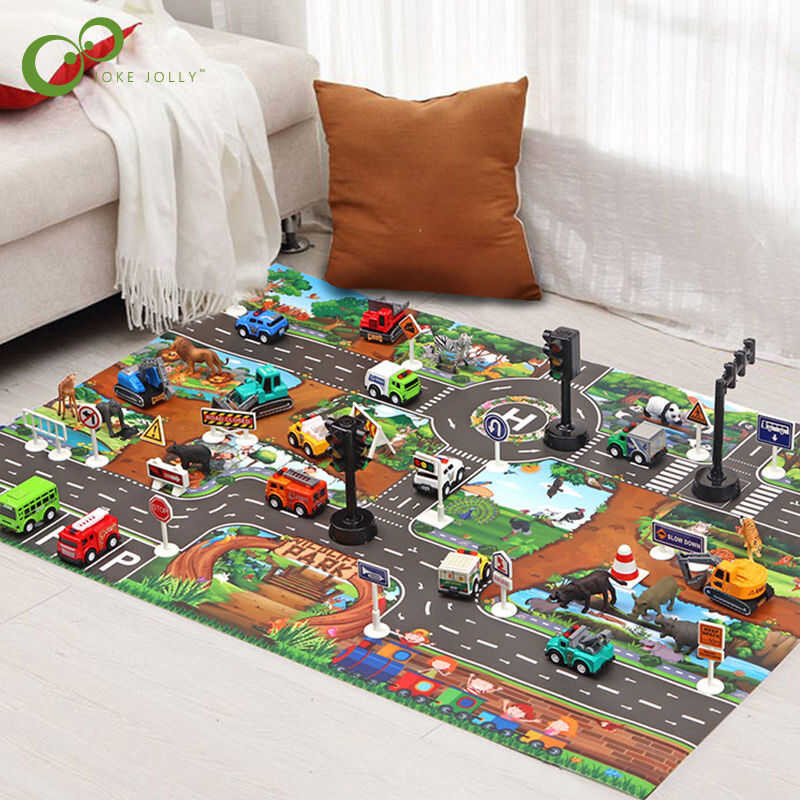 Baby Play Mat City Traffic Road Map Mat Carpet City Car Parking Lot ...